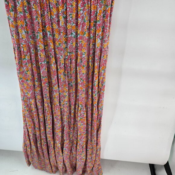 En Creme Multicolor Flora Smockedl Ruffle Sleeve Maxi Medium Dress - Picture 2 of 6